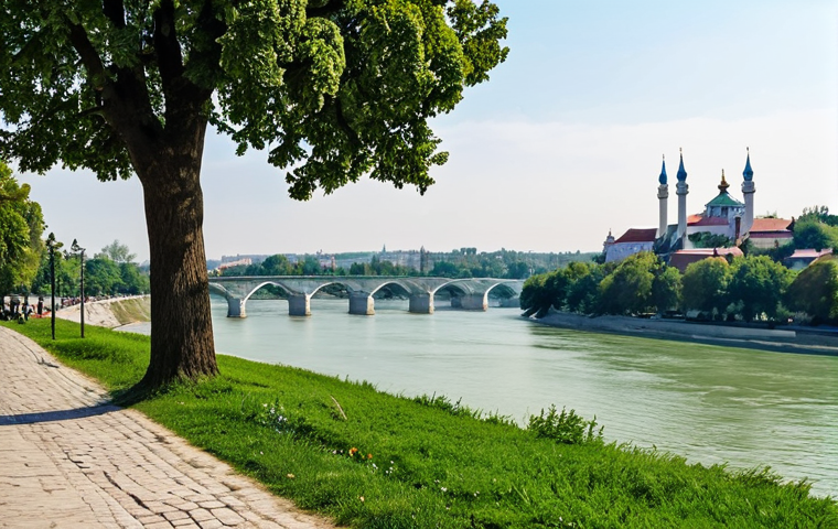 **

"Scenic view of Belgrade's Kalemegdan Park, showcasing the confluence of the Sava and Danube rivers. Ancient fortress walls and towers are visible. A fully clothed family strolls through the park in modest attire. Safe for work, appropriate content, perfect anatomy, natural proportions, professional photography, high quality, family-friendly."

**